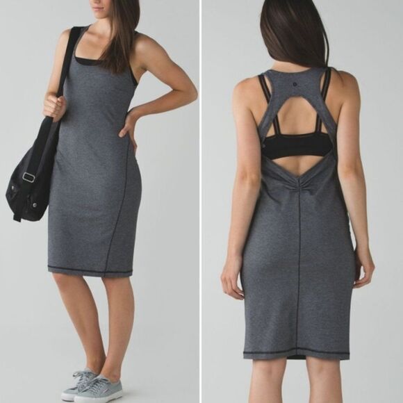 LULULEMON Go For It Dress Black Microstripe 12 - Picture 10 of 10